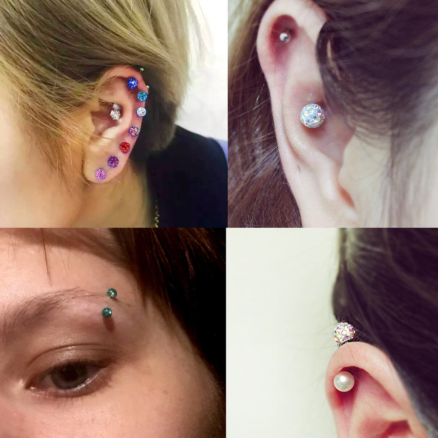 Industrial Piercing Barbell Earrings - 20g 18g 16g 14g – Tongue Piercing Bar, Nipple Piercing, Ears Stud – Length 6mm to 44mm