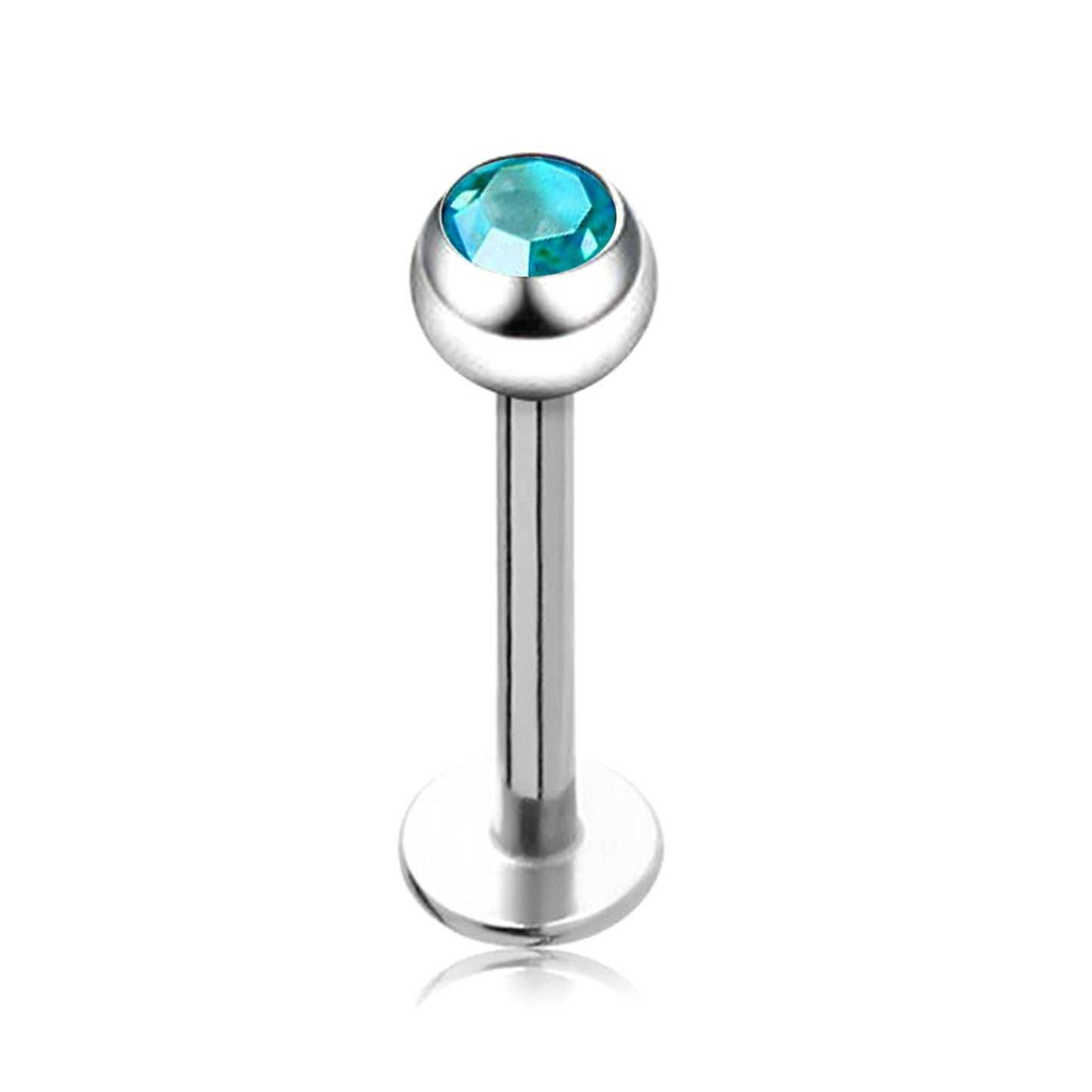 Labret Gem, Titanium Labret Piercing with Gem Crystal Ball – Flatback Lip Piercing Jewelry – 18g 16g 14g Labret Piercing for Lip, Chin
