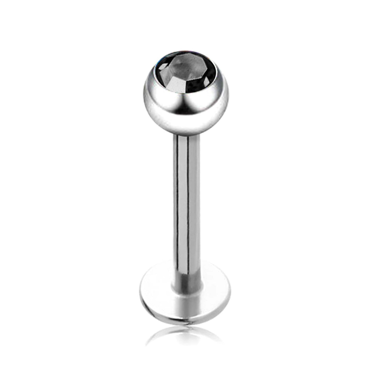 Labret Gem, Titanium Labret Piercing with Gem Crystal Ball – Flatback Lip Piercing Jewelry – 18g 16g 14g Labret Piercing for Lip, Chin