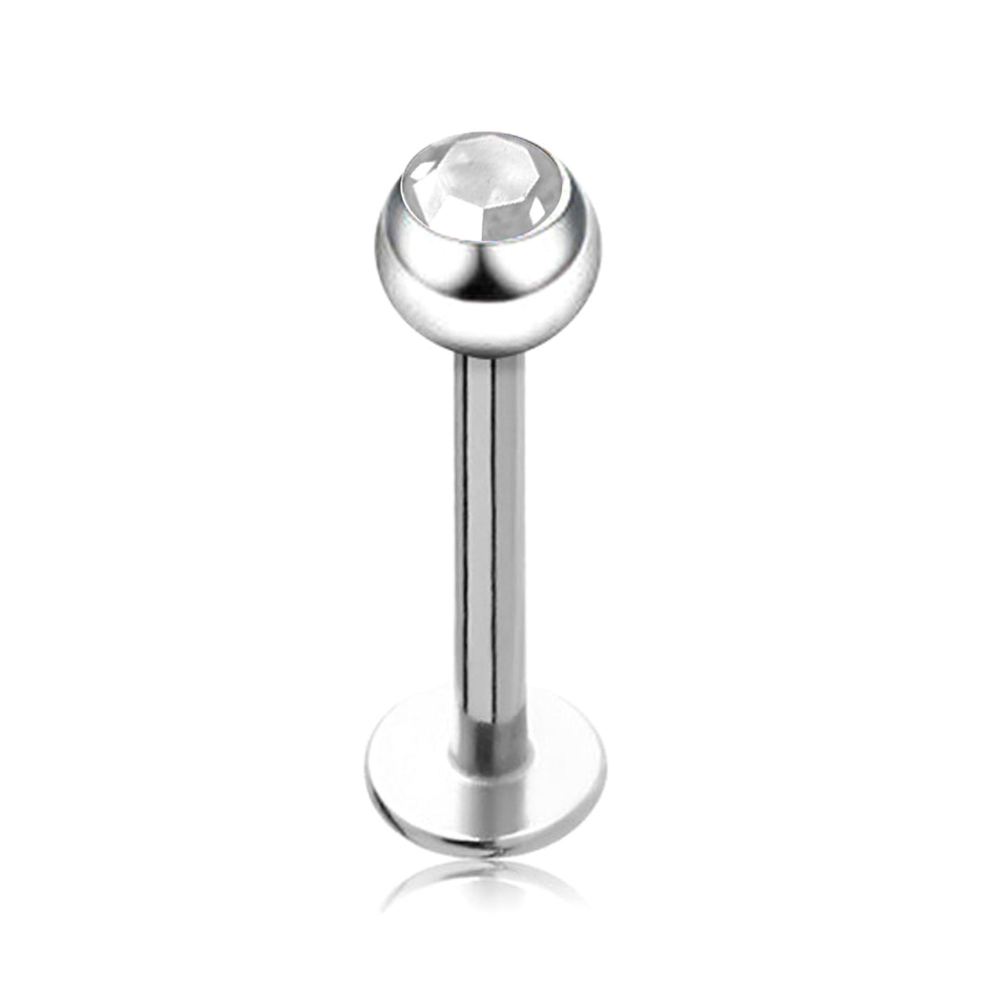 Labret Gem, Titanium Labret Piercing with Gem Crystal Ball – Flatback Lip Piercing Jewelry – 18g 16g 14g Labret Piercing for Lip, Chin