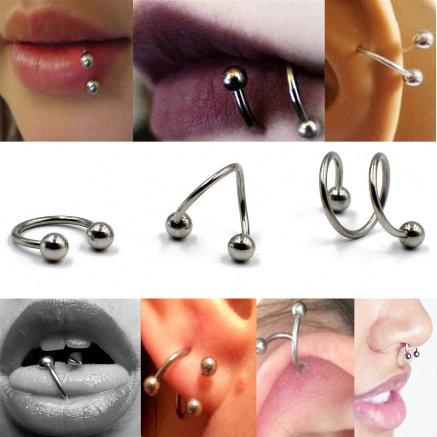 Titanium Spiral Twisted Barbell Piercings