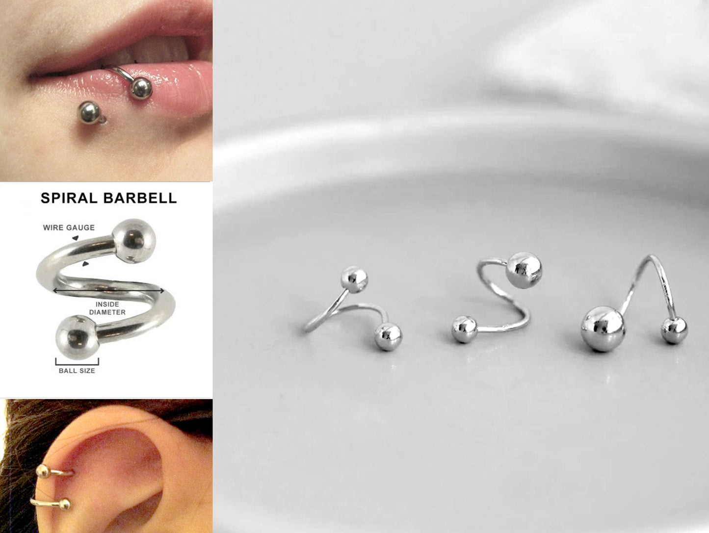 Titanium Spiral Twisted Barbell Piercings