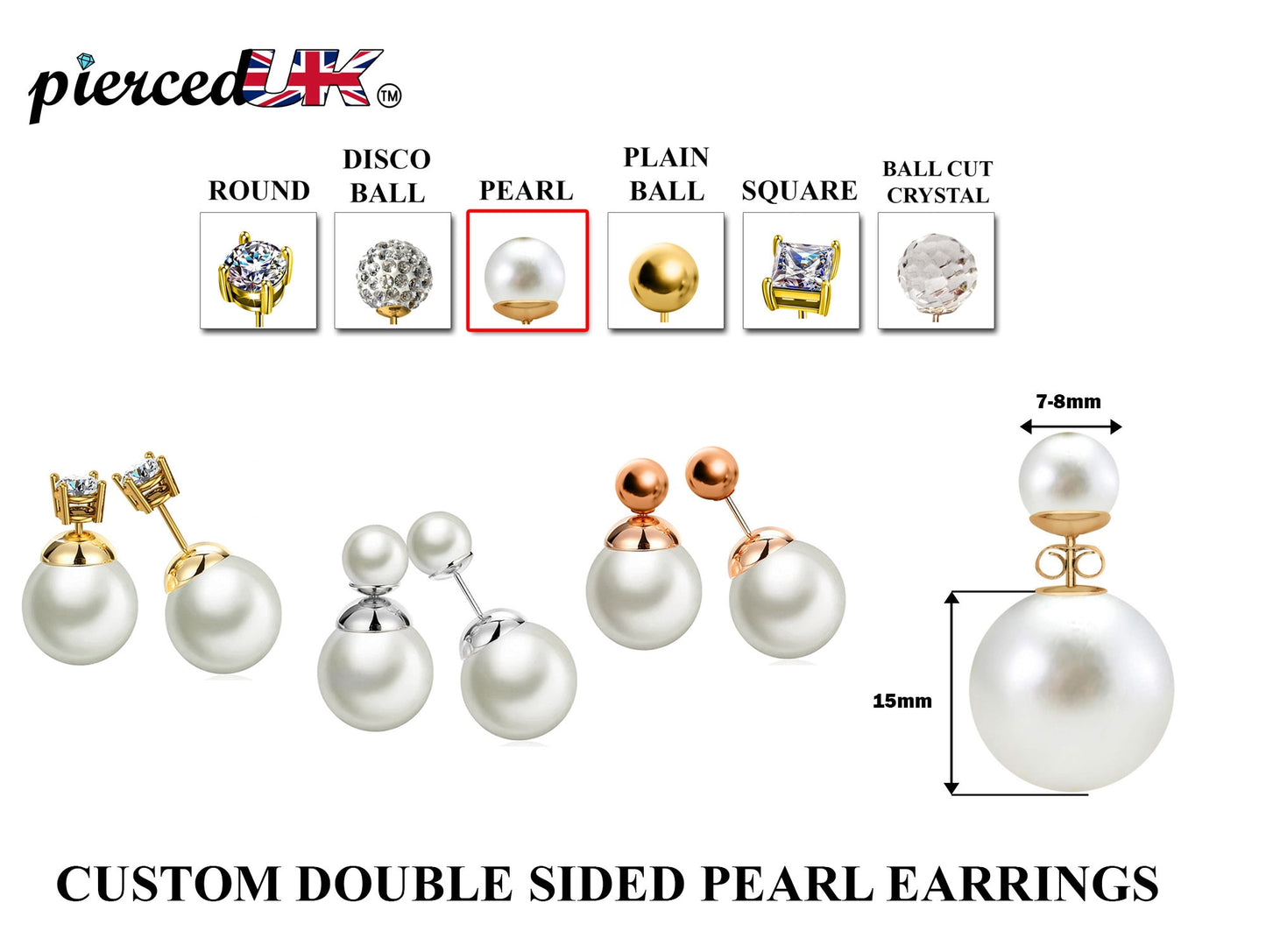 Pearl Studs, Double Pear Earrings- Custom Front Back Earrings - Pearl Ear Jacket - 2 in 1 Earrings - Silver, Gold and Rose Gold