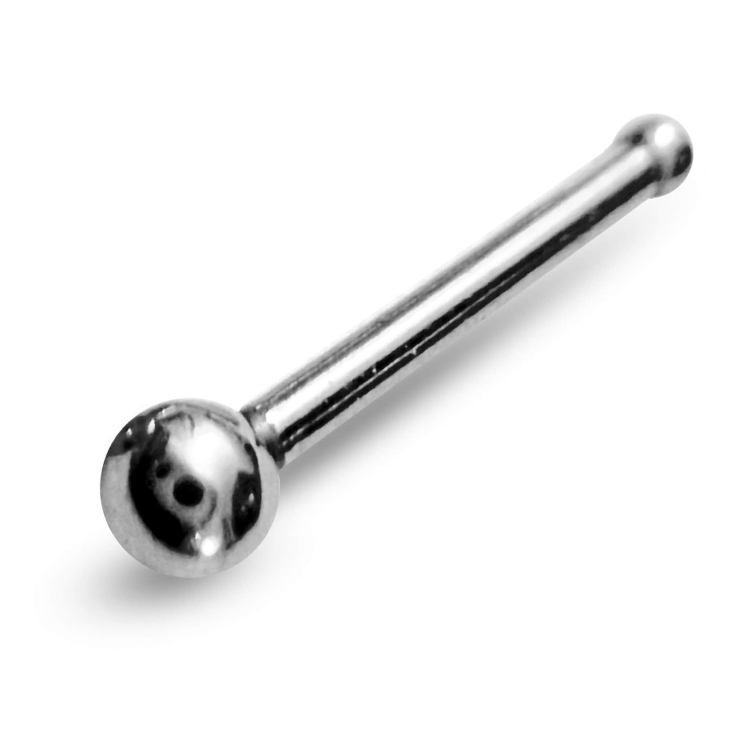 Nose Bone Stud, Nose Ring - Nose Pin Round - Nose Piercing Size 20G (0.8mm) - Available in Black, Gold, Silver and Rose Gold Colour