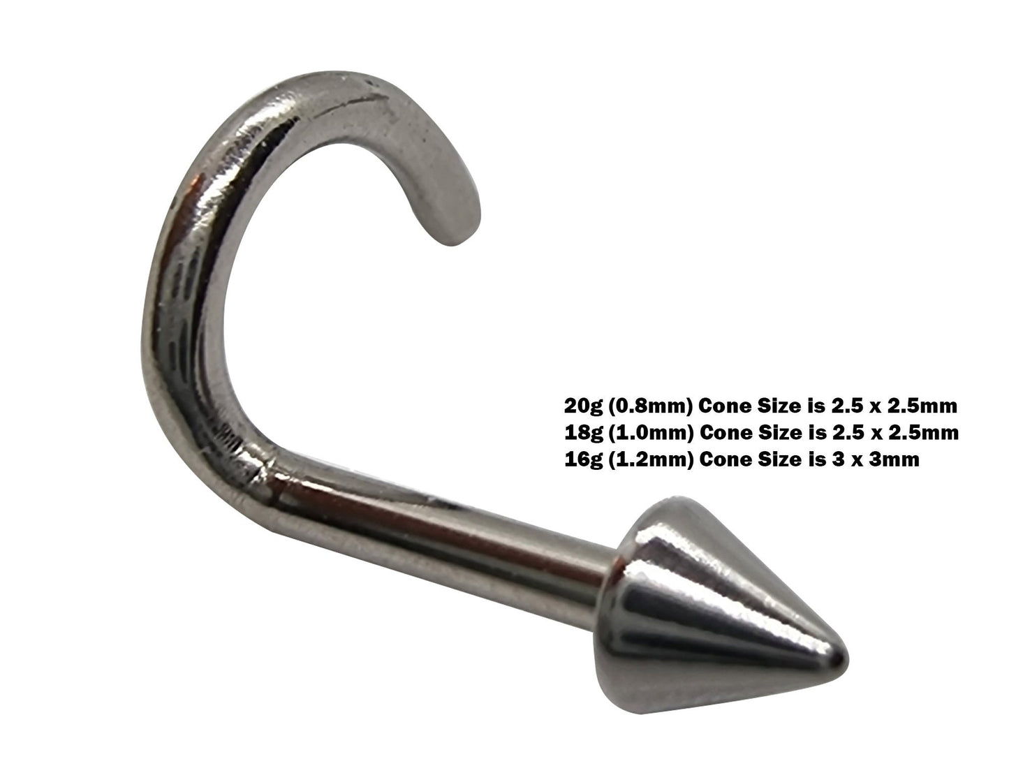 Nose Ring, Nose Studs - Customize 20g 18g 16g Nostril Screw Ring - Top part can be Cone, Spike, Gem or Multi Crystal