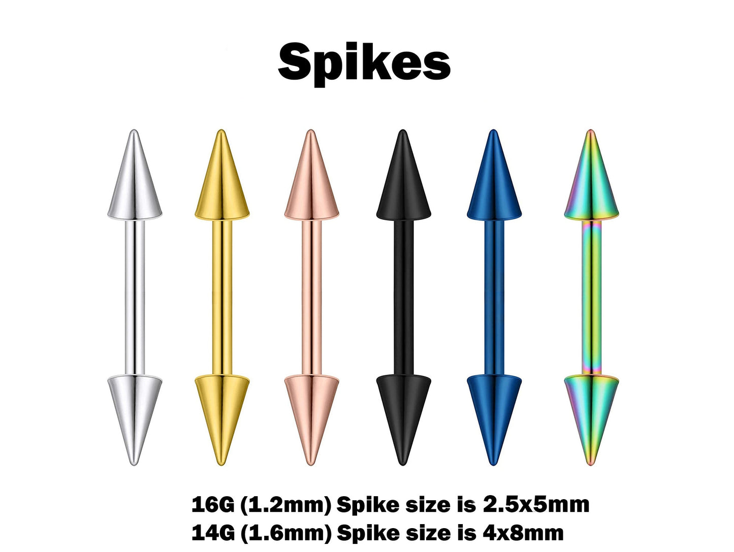 Titanium Cone Spike Nipple Barbell, External Threaded 16g 14g Barbell Studs Body Piercing Also for Eyebrow, Earring, Cartilage