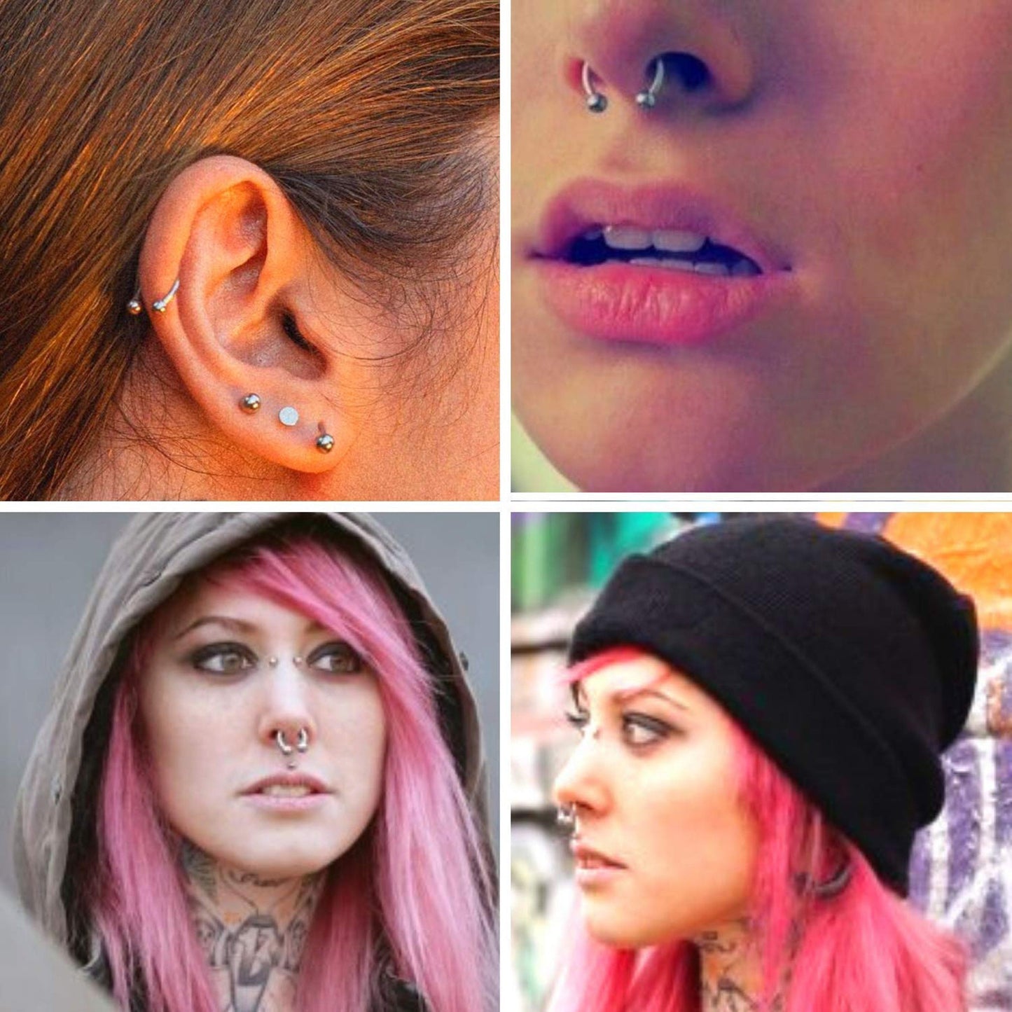 Black Horseshoe Earring - Titanium Septum Ring - 00G, 0G, 1G, 2G, 4G, 6G, 8G, 10G, 12G, 14G 16G, 18G - Size 6mm to 19mm
