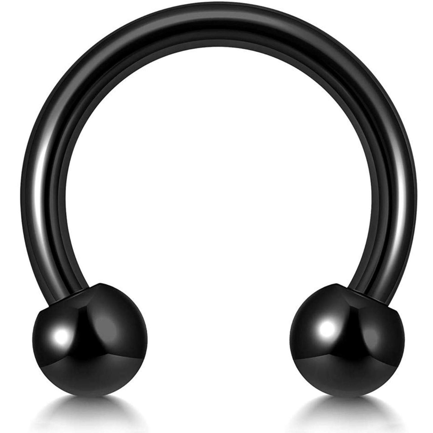 Black Horseshoe Earring - Titanium Septum Ring - 00G, 0G, 1G, 2G, 4G, 6G, 8G, 10G, 12G, 14G 16G, 18G - Size 6mm to 19mm