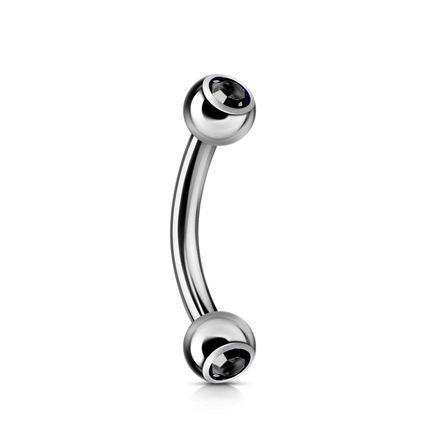 Curved Barbell, Barbell Piercing - Double Jeweled Bent Barbell - 18g 16g 14g - Piercing for belly ring, eyebrows, Ear, Tragus, Helix
