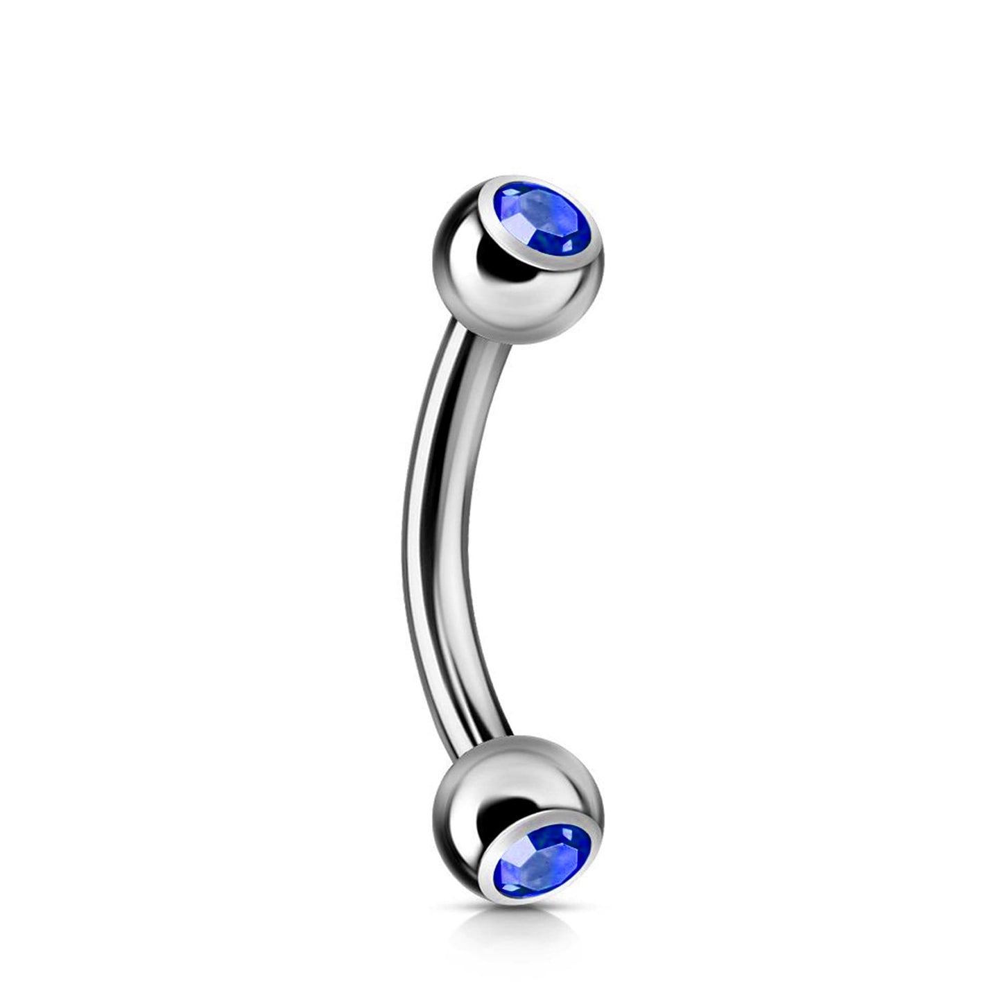 Curved Barbell, Barbell Piercing - Double Jeweled Bent Barbell - 18g 16g 14g - Piercing for belly ring, eyebrows, Ear, Tragus, Helix