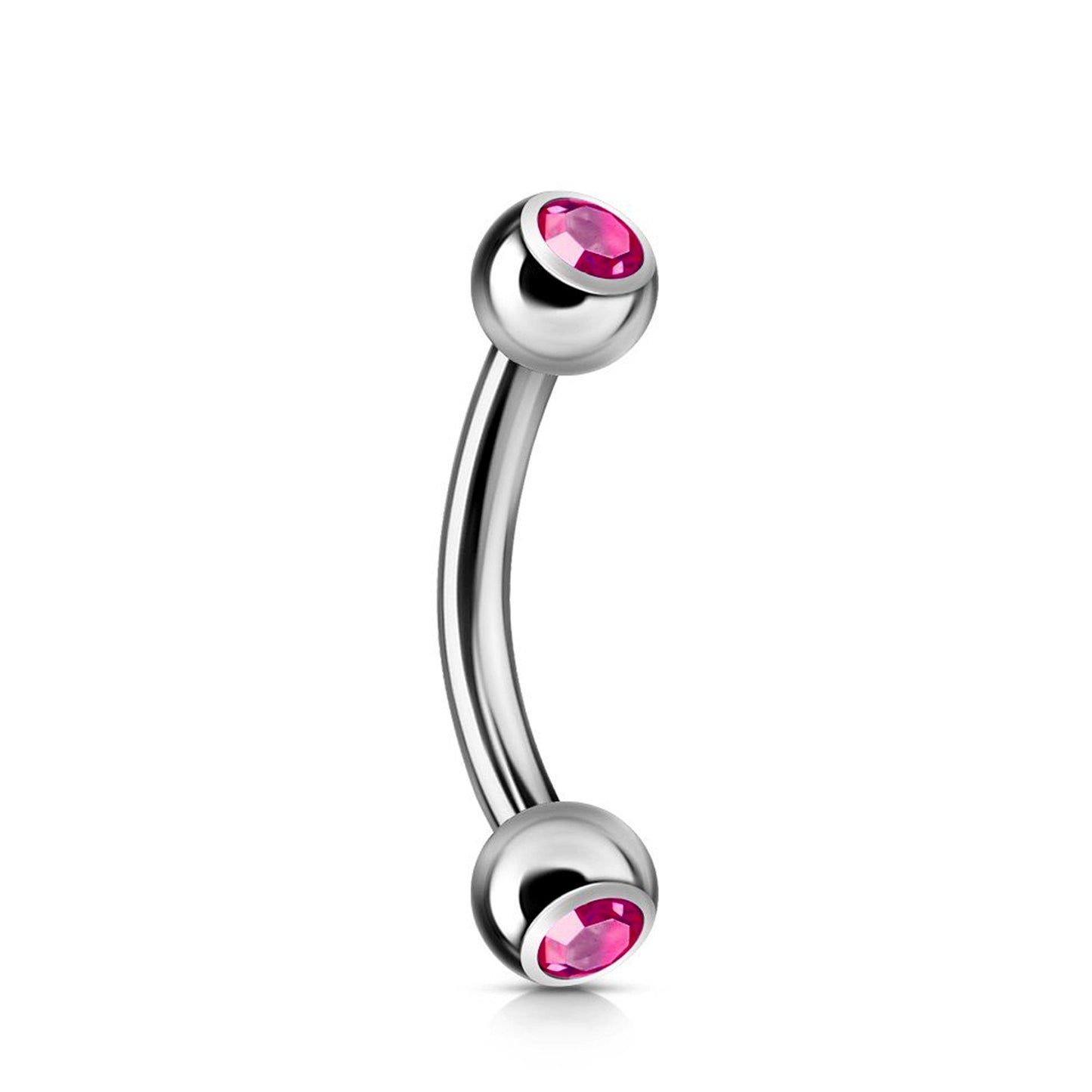 Curved Barbell, Barbell Piercing - Double Jeweled Bent Barbell - 18g 16g 14g - Piercing for belly ring, eyebrows, Ear, Tragus, Helix