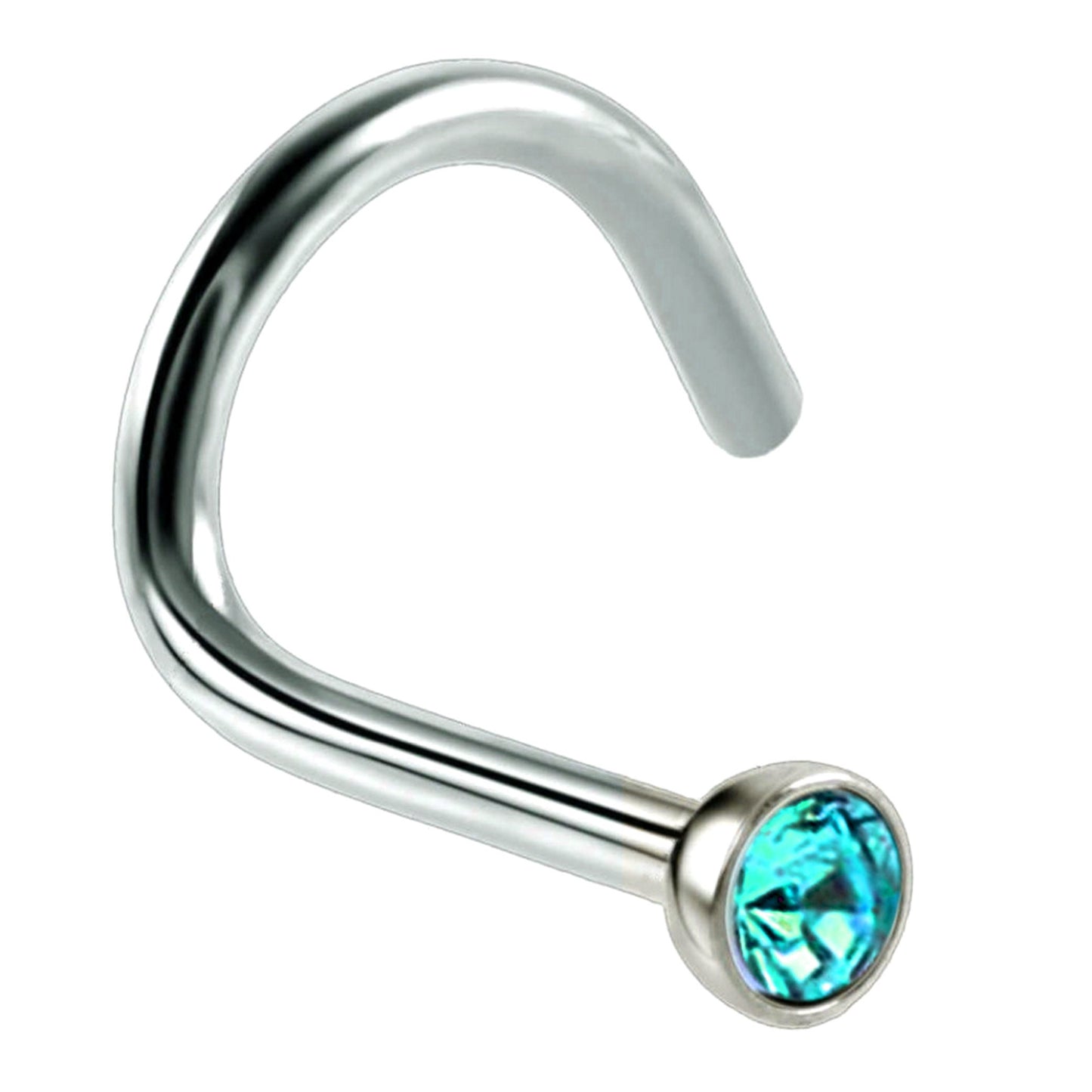 Nose Studs, Nose Ring - Nostril Screw Ring with Gem CZ Crystal - Nose Piercing Size 18g (1.0mm)