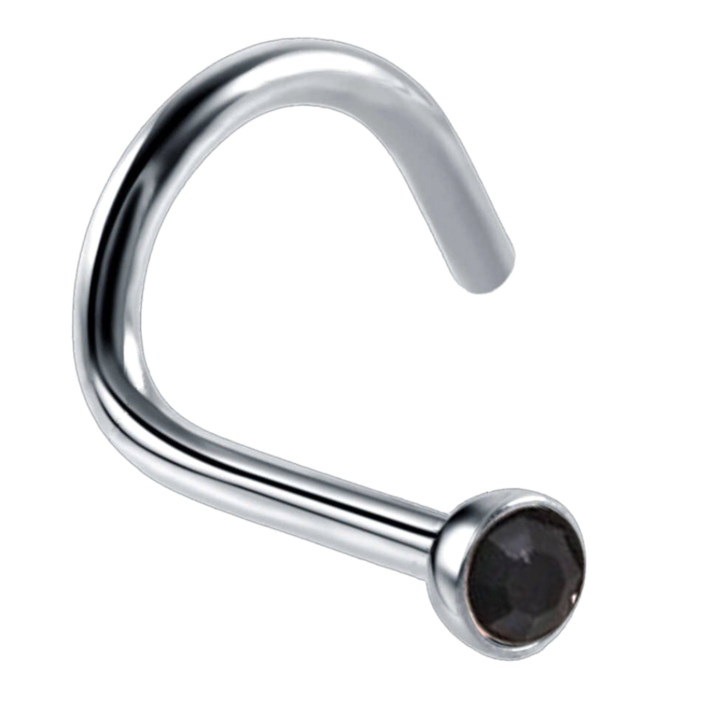 Nose Studs, Nose Ring - Nostril Screw Ring with Gem CZ Crystal - Nose Piercing Size 18g (1.0mm)