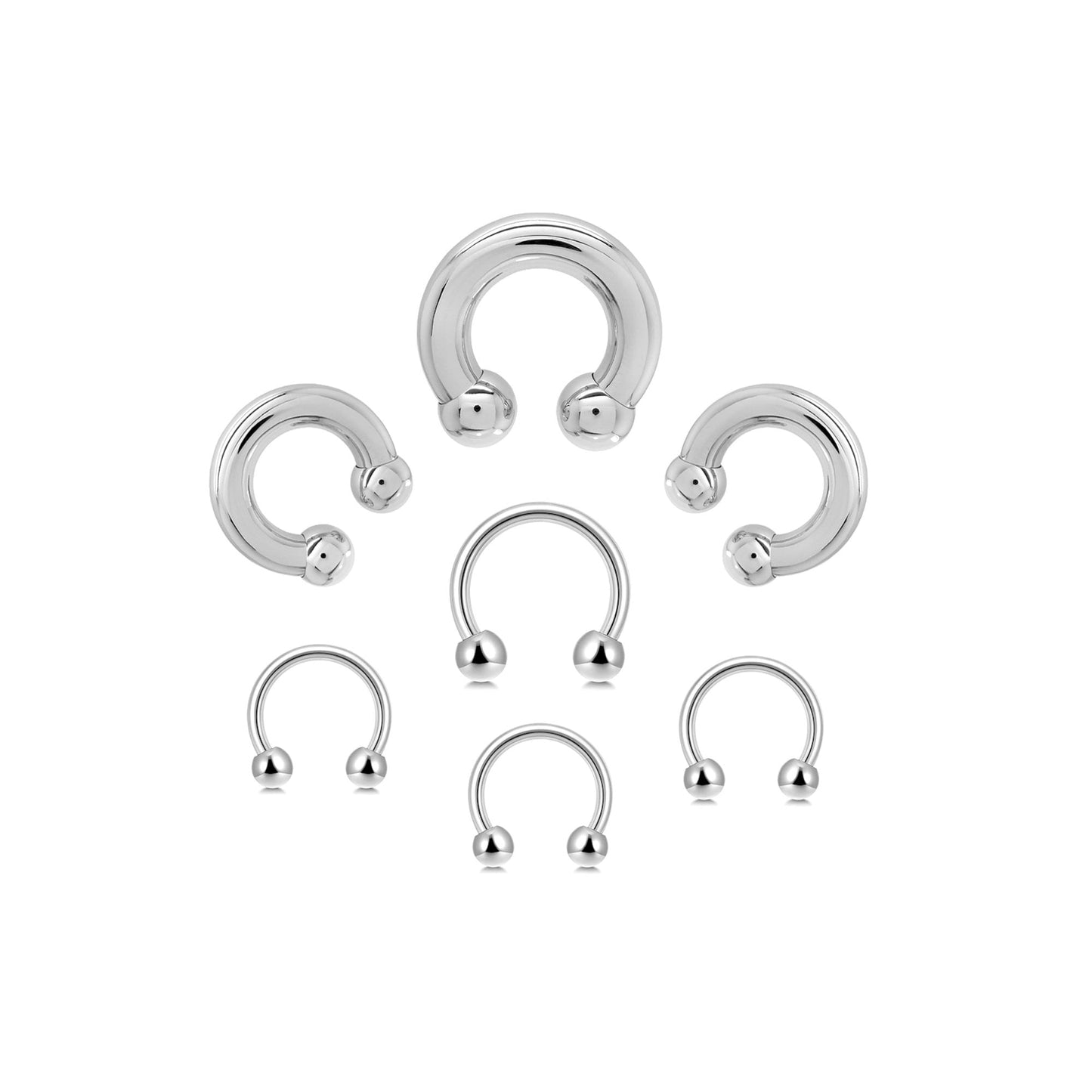 Horseshoe Nose Ring, Circular Barbell Piercing- Horseshoe Septum - 00G, 0G, 1G, 2G, 4G, 6G, 8G, 10G, 12G, 14G 16G, 18G - Sizes 6mm to 19mm
