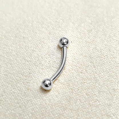 14K White Gold 16G Curved Barbell Piercing - 14K Gold Body Piercing for Eyebrow, Lip piercing, Rook Jewelry, Cartilage Bar