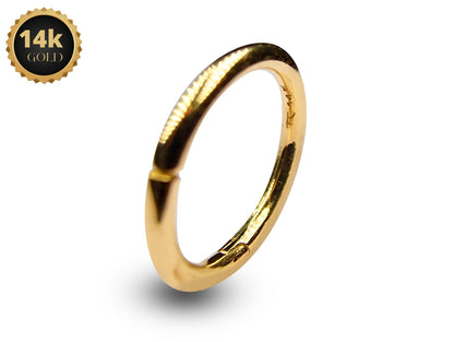 14K Gold Septum Nose Clicker Ring, Lip Piercing Hinged Ring - 20G, 16G Clicker Hoops Body Jewellery Ring - Solid Gold Piercings
