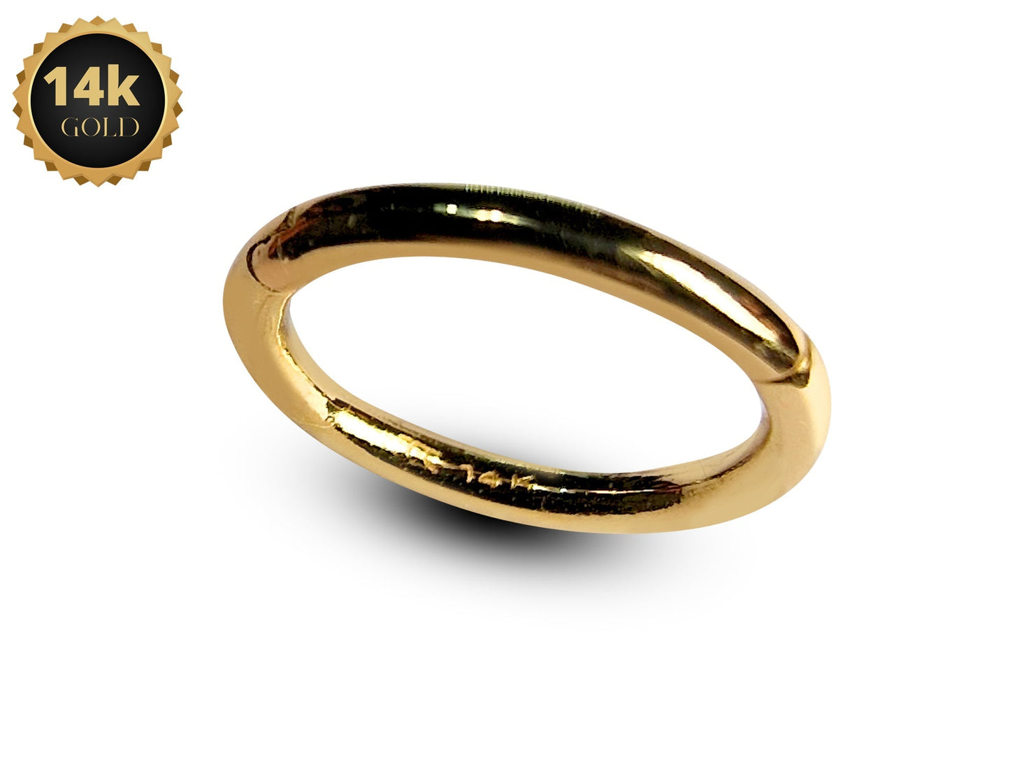 14K Gold Septum Nose Clicker Ring, Lip Piercing Hinged Ring - 20G, 16G Clicker Hoops Body Jewellery Ring - Solid Gold Piercings