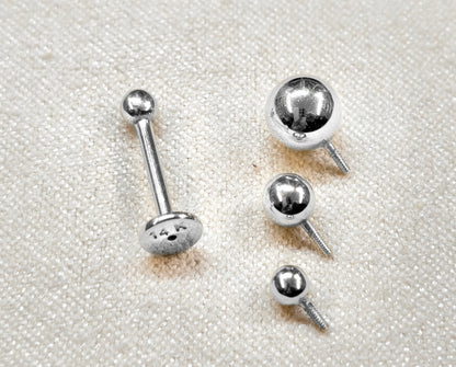 14K White Gold Internal Labret Lip Piercing -16G 14G - Body Jewelry for Tragus, Cartilage - Hand Made