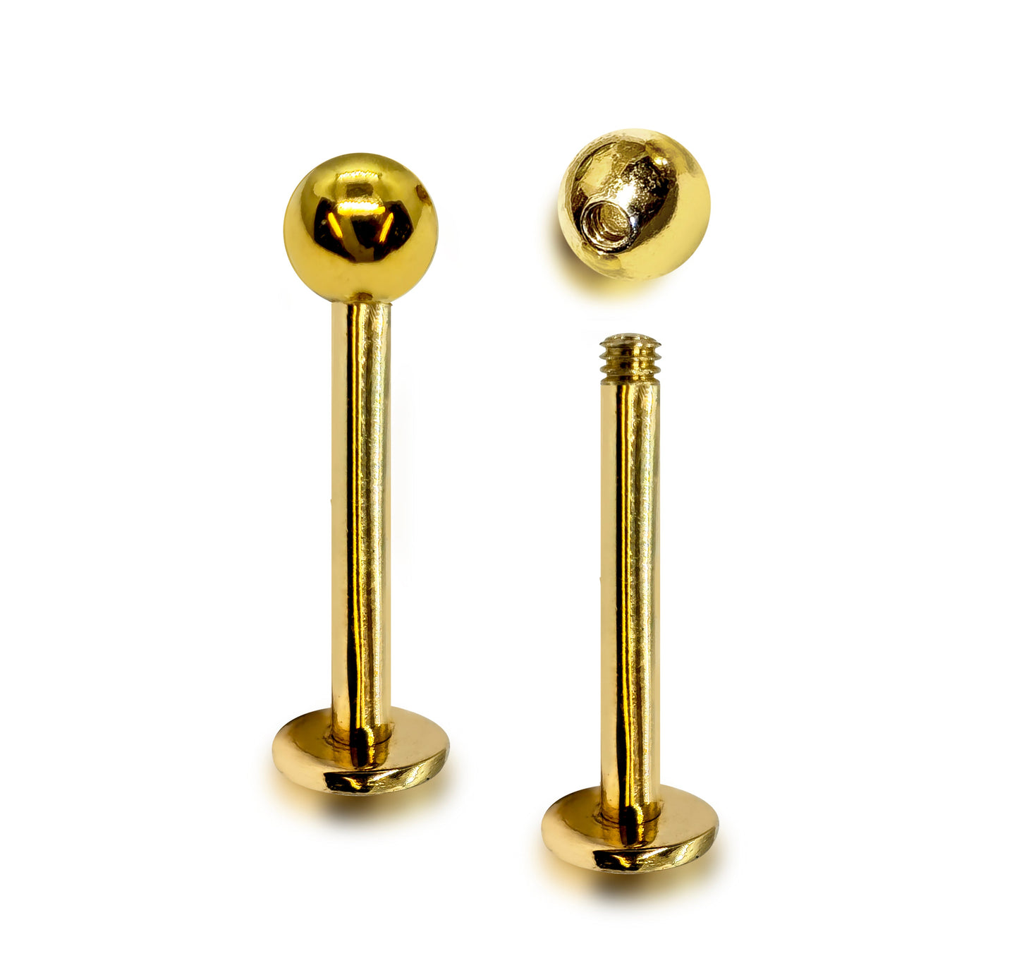 14K Gold Labret Stud Lip Piercing Jewellery, Cartilage Earring with custom ball size - 1pc each order
