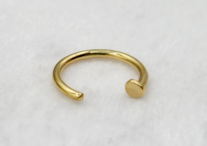 14K Gold Nose Ring, Nose Hoop Piercing
