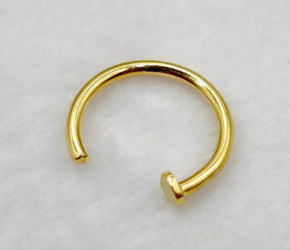 14K Gold Nose Ring, Nose Hoop Piercing