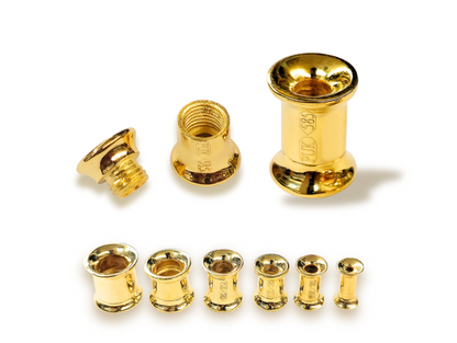 14K Gold Double Flare Plugs Stretching Kit, Ear gauges, Flesh Tunnels - Lobe Plugs - 1pc each order