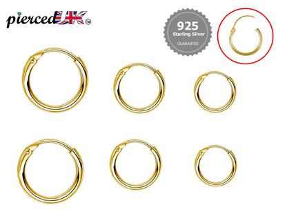 Hoop Earrings Gold - 18K Gold Plated - Hand Crafted and Hand Polished - Packed in a Plush Velvet  Bag - See Size Details on the Description