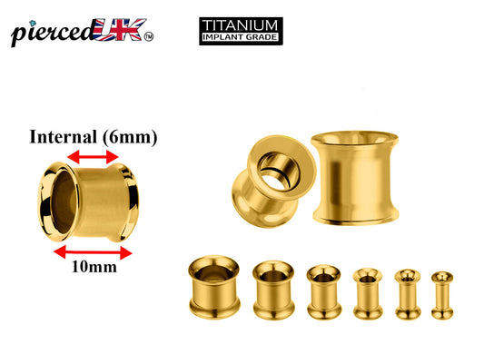 Gold Plated Plugs, Double Flare Tunnels - Titanium Steel Plugs Earrings Piercing Tunnel for Ear Lobe Earring, Body Modification