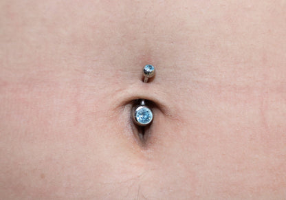 Titanium Navel Ring - Titanium Belly Bar Gem Stone Crystals- 14g (1.6mm) - Ideal Piercing for Navel Jewelry