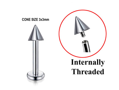 Titanium Spike Labret, Labret Lip Piercing – 16G 14G Labret Cone  Spike Piercing Internally Threaded
