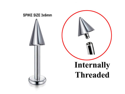 Titanium Spike Labret, Labret Lip Piercing – 16G 14G Labret Cone  Spike Piercing Internally Threaded