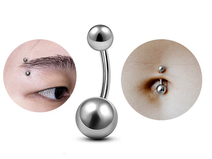Titanium Belly Bar Plain Ball, Eyebrow Bar – (1.2mm) 16g Curved Barbell Piercing with Custom Ball Size 3mm to 8mm