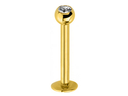Labret Piercing, Labret Lip Stud – Lip Piercing available in many Colours Labret with Clear Crystal Top Gem Ball – 18g, 16g, 14g