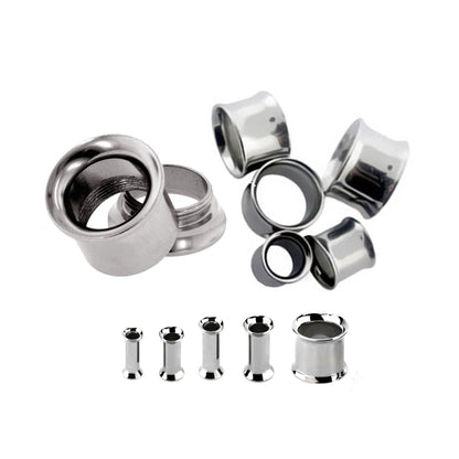 Steel Plugs, Double Flare Tunnels - Titanium Steel Plugs Earrings Threaded Piercing Tunnel for Ear Lobe Earring, Body Modification