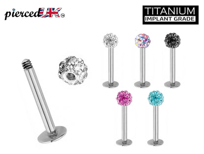 Titanium Labret Labret Stud, Labret Monroe with Multi Crystal Ball – Flatback Lip Piercing Jewelry – Labret Piercing for Lip, Chin.