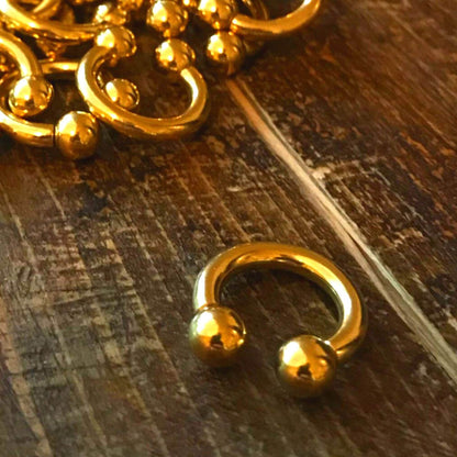 Gold Horseshoe Septum ring - Titanium Nose Ring - 00G, 0G, 1G, 2G, 4G, 6G, 8G, 10G, 12G, 14G 16G, 18G - Size 6mm to 19mm