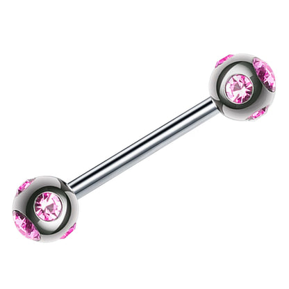 Titanium Barbell, Multi Stone Barbell Piercing – 16g, 14g – Piercing for Tongue, Nipple Piercing, Ears – Length from 6mm to 12mm
