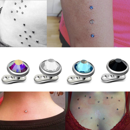Dermal Piercing, Titanium Dermal Anchor – Micro Dermal Implant Piercing for Skin – 14g (1.6mm) and 5mm top Pyramid Gem – Piercing Kit