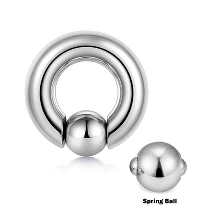 Captive Bead Ring, Captive Ball Earrings – Piercings for Ear, Septum Ring, Lip, Nipple Ring – Gauge 18g to 0g – Big Gauge with Spring Ball