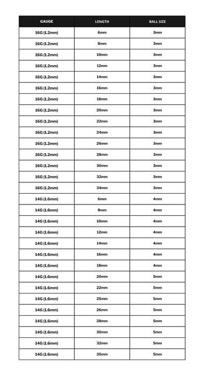 Barbell Piercing, Internally Threaded Barbell – 18g, 16g, 14g – Piercing for Tongue, Nipple Piercing, Ear, Tragus, Helix and More