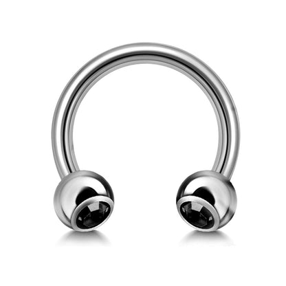 Horseshoe Barbell, Circular Barbell with Gem Balls - 18g 16g 14g - Sizes 6mm to 16mm - Piercing for Nose, Eyebrow, Ears, Lip Ring, Nipple.
