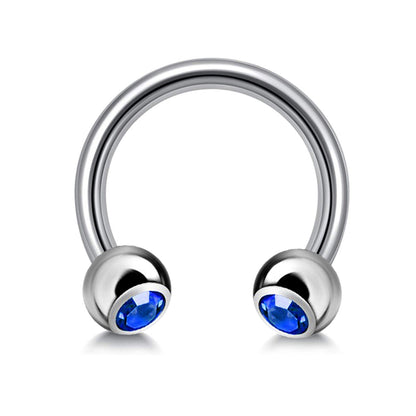 Horseshoe Barbell, Circular Barbell with Gem Balls - 18g 16g 14g - Sizes 6mm to 16mm - Piercing for Nose, Eyebrow, Ears, Lip Ring, Nipple.