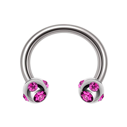 Circular Barbell, Multi Stone Horseshoe Septum Ring - 16G, 14G - Sizes 6mm to 16mm - Piercing for Nose, Eyebrow, Ears, Lip Ring, Nipple.