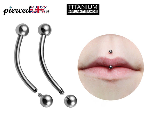 Titanium Jestrum Piercing, Lip Curved Bar Jewelry - External / Internal 18g 16g 14g Bent Barbell Body Piercing also for Rook, Daith, Eyebrow