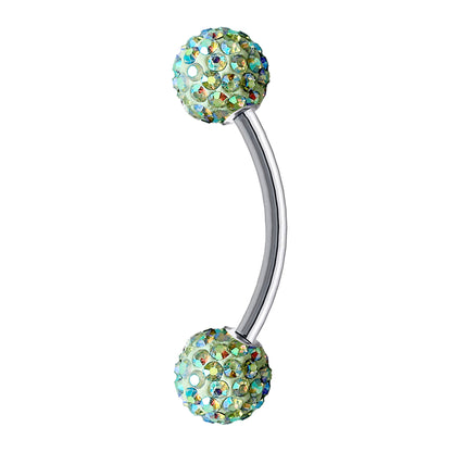 Daith Earring, Daith Piercing - Curved Barbell Piercing with Multi Crystal Ball - Piercing for Eyebrow, Ear, Belly Ring, and More