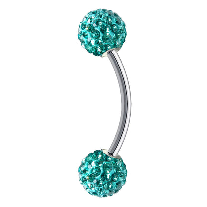 Daith Earring, Daith Piercing - Curved Barbell Piercing with Multi Crystal Ball - Piercing for Eyebrow, Ear, Belly Ring, and More