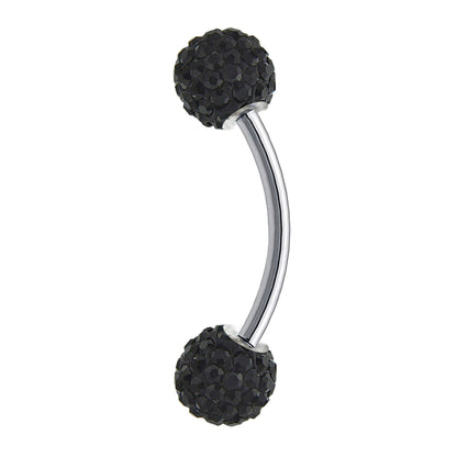 Daith Earring, Daith Piercing - Curved Barbell Piercing with Multi Crystal Ball - Piercing for Eyebrow, Ear, Belly Ring, and More