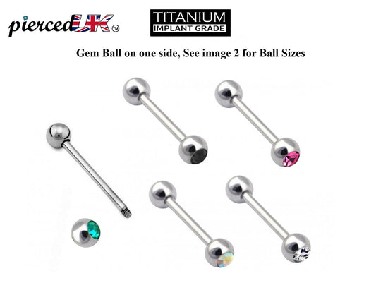 Titanium Barbell Piercing with Single Gem