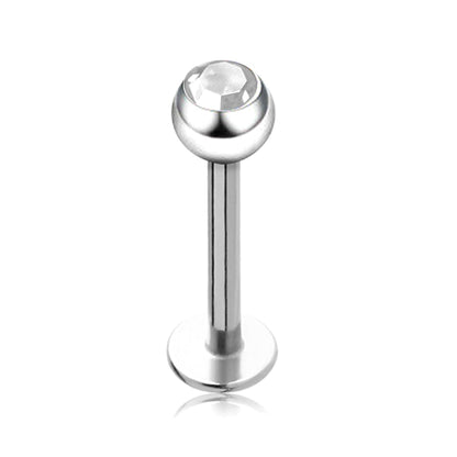 Labret Gem, Titanium Labret Piercing with Gem Crystal Ball – Flatback Lip Piercing Jewelry – 18g 16g 14g Labret Piercing for Lip, Chin