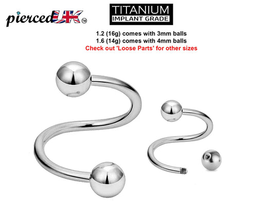 Titanium Spiral Twisted Barbell Piercings